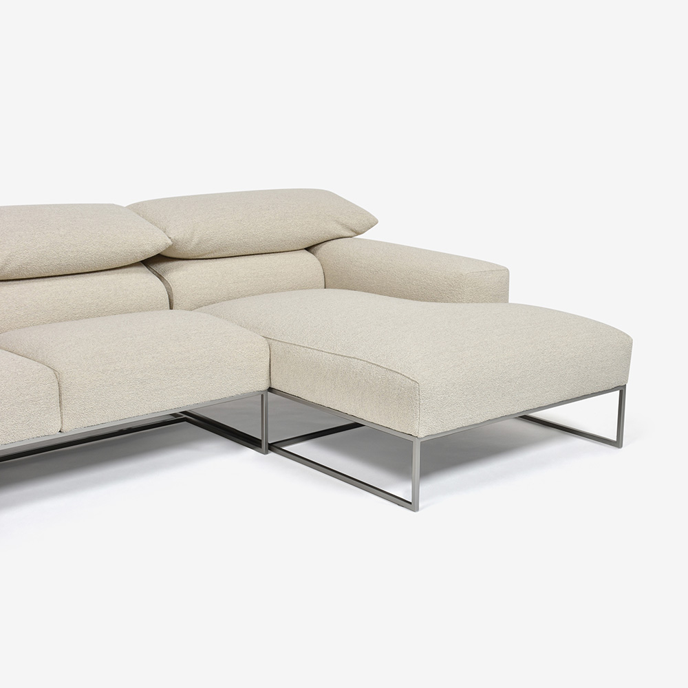 erba(エルバイタリア)カウチソファ2点セット 向って右カウチ「フォーエバーヤング」幅250cm 布#SUPER ブークレ ベージュ色【次回入荷未定】【お手入れキットの特典付き】