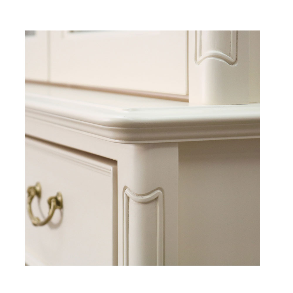 カップボード「フルール85 WH」幅85.4cm リンデン材ホワイトウォッシュ色【セール対象品のため5%OFF】
