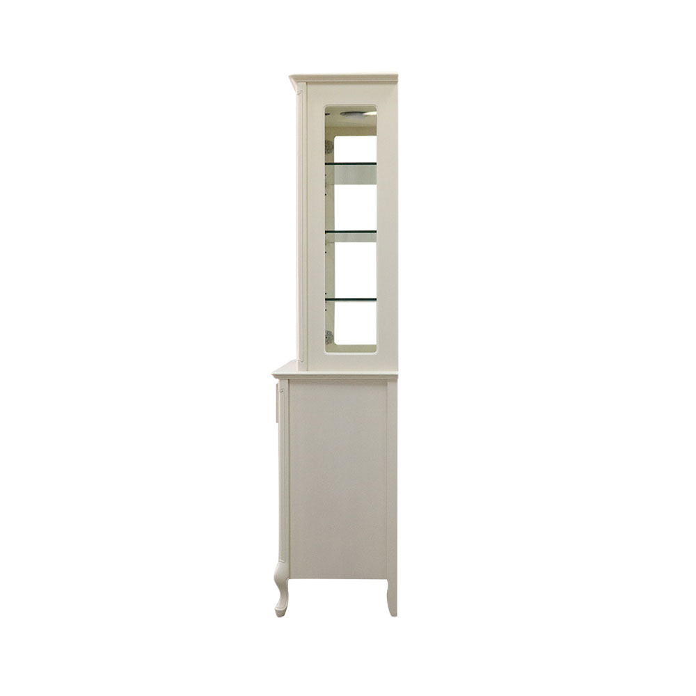 カップボード「フルール85 WH」幅85.4cm リンデン材ホワイトウォッシュ色【セール対象品のため5%OFF】