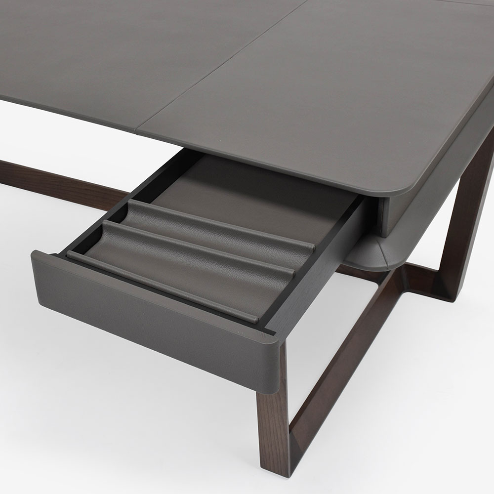 PoltronaFrau(ポルトローナ・フラウ)デスク「Peek-a-Book ピーカブック」幅183cm アッシュ材セピア色 革#CS28