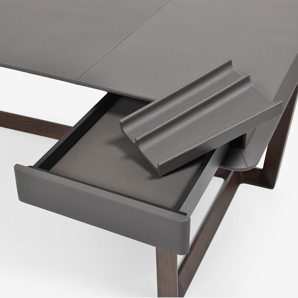 PoltronaFrau(ポルトローナ・フラウ)デスク「Peek-a-Book ピーカブック」幅183cm アッシュ材セピア色 革#CS28