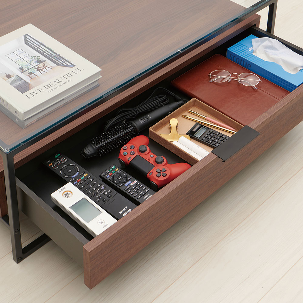 Pamouna(パモウナ)リビングテーブル「IR-W90B」天板グリジオーク色 幅90cm 奥行90cm BOXカラー全3色
