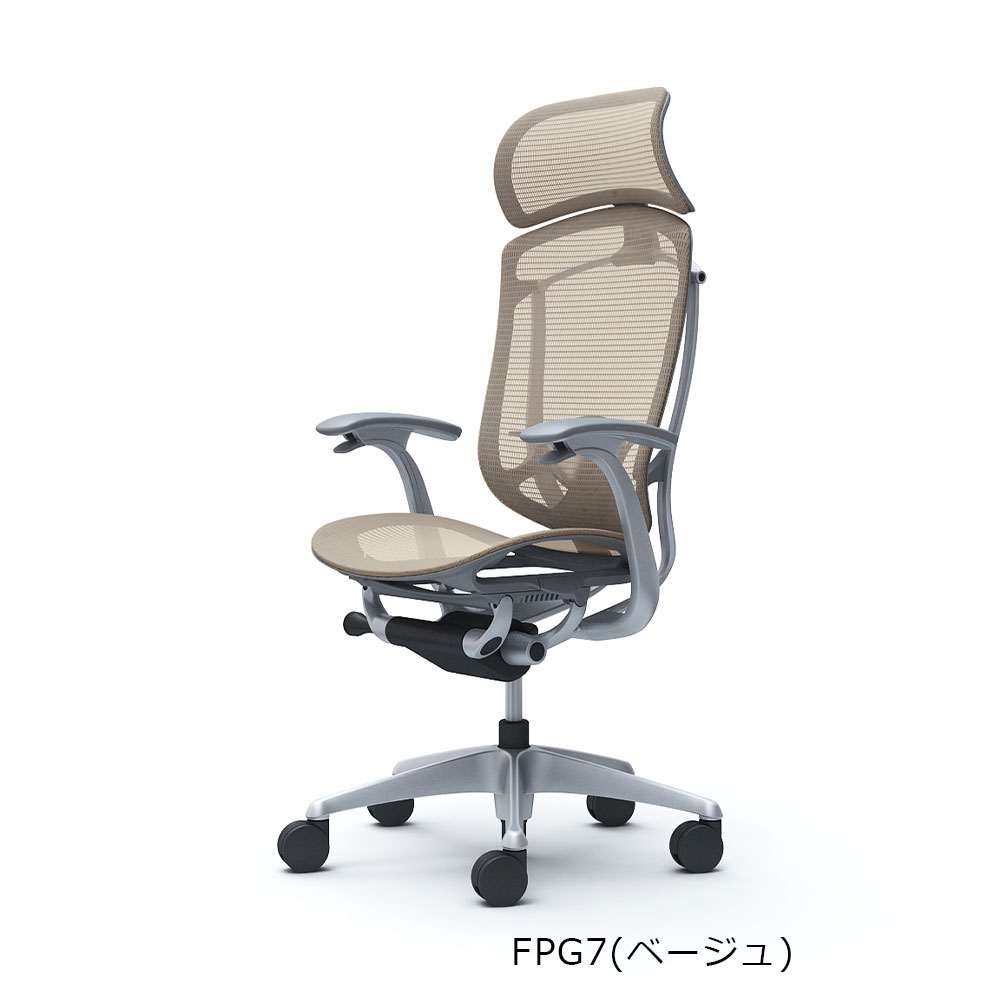 「コンテッサセコンダ」座面/メッシュ フレームカラー/シルバー ボディーカラー/グレー 大型ヘッドレスト デザインアーム 張地全13色 ランバーサポート有・無【受注生産品】okamura(オカムラ)