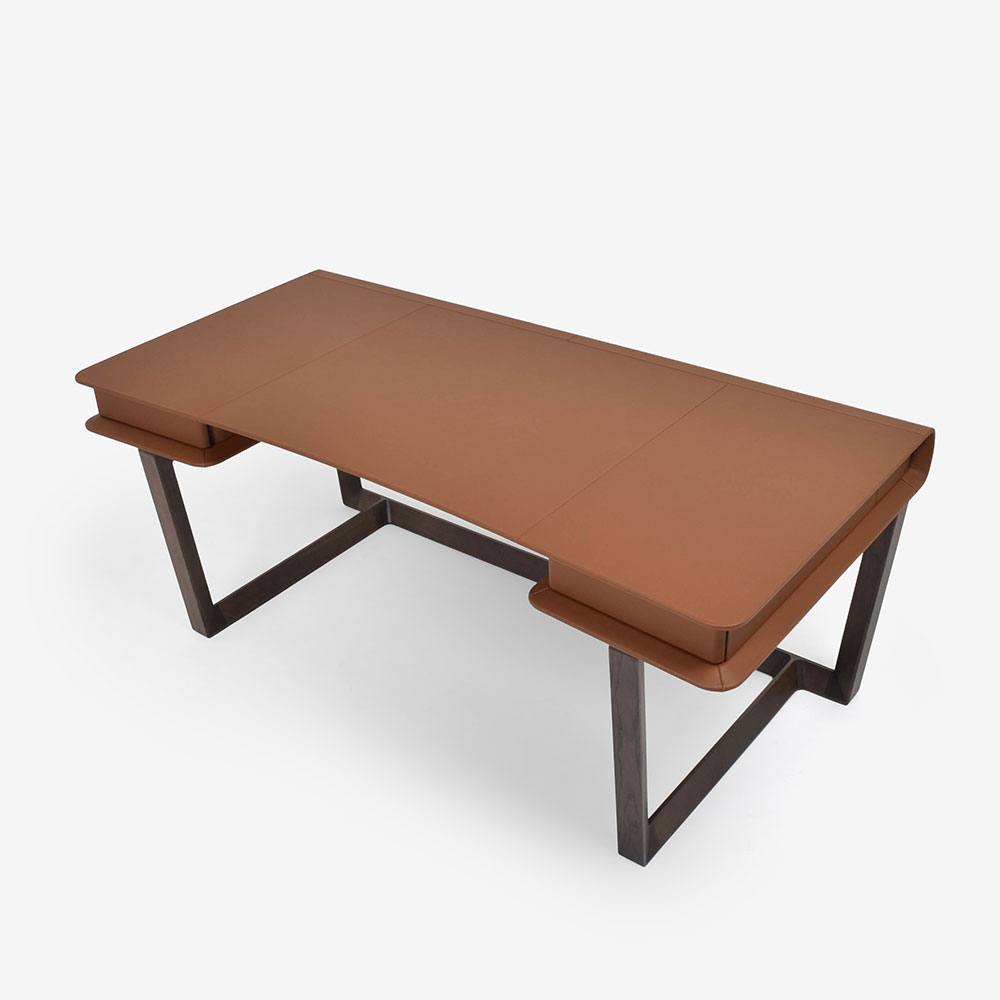 PoltronaFrau(ポルトローナ・フラウ)デスク「Peek-a-Book ピーカブック」幅183cm アッシュ材モカ色 革#CS67
