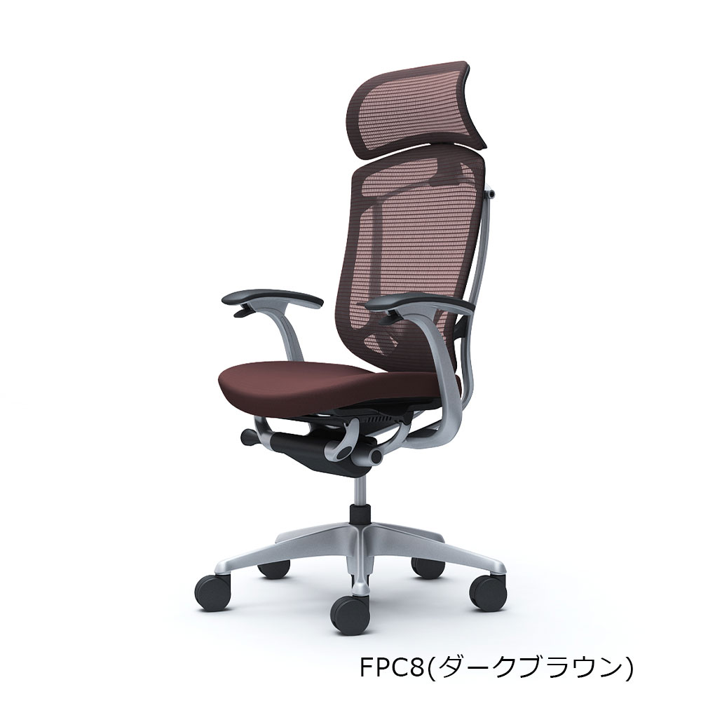 「コンテッサセコンダ」座面/クッション フレームカラー/シルバー ボディーカラー/ブラック 大型ヘッドレスト デザインアーム 張地全13色 ランバーサポート有・無【受注生産品】okamura(オカムラ)
