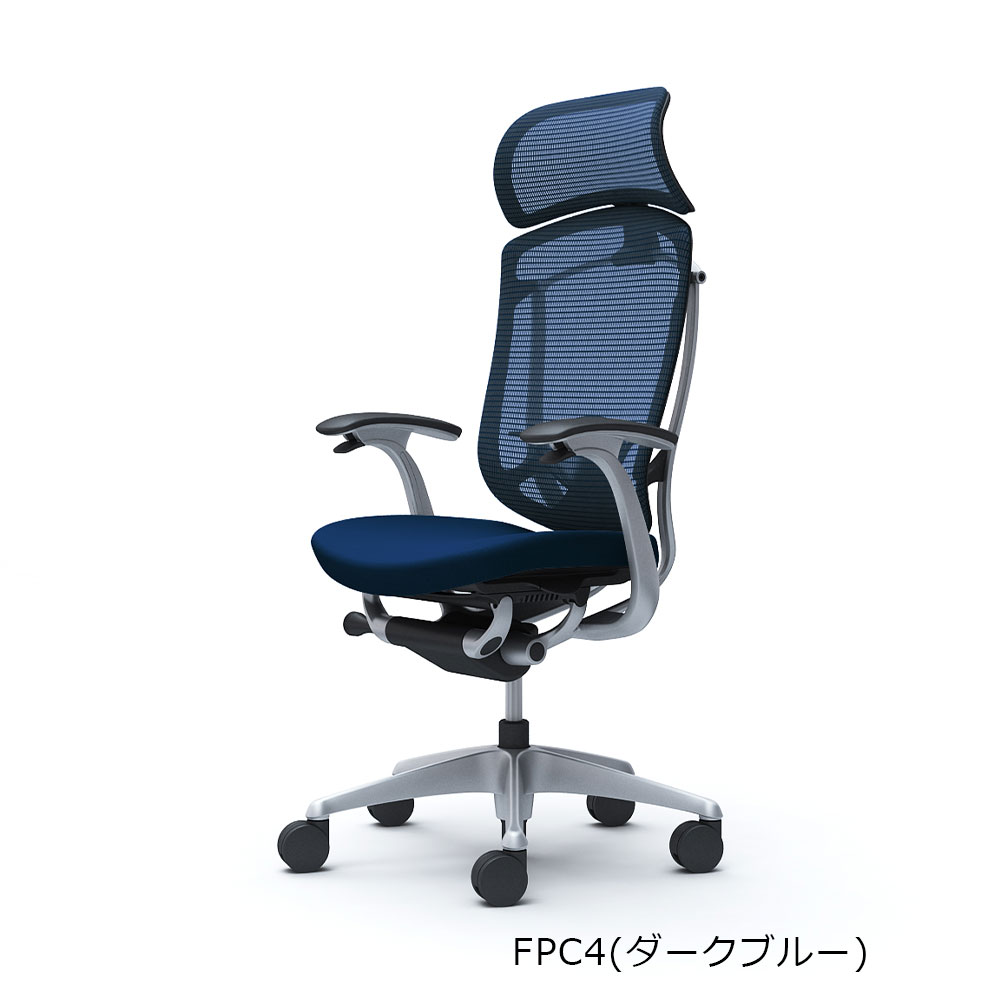「コンテッサセコンダ」座面/クッション フレームカラー/シルバー ボディーカラー/ブラック 大型ヘッドレスト デザインアーム 張地全13色 ランバーサポート有・無【受注生産品】okamura(オカムラ)