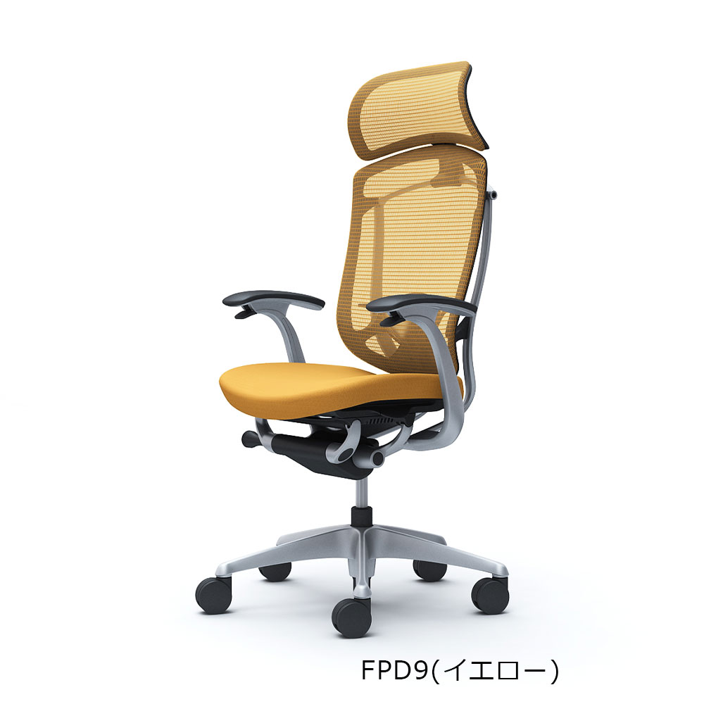 「コンテッサセコンダ」座面/クッション フレームカラー/シルバー ボディーカラー/ブラック 大型ヘッドレスト デザインアーム 張地全13色 ランバーサポート有・無【受注生産品】okamura(オカムラ)