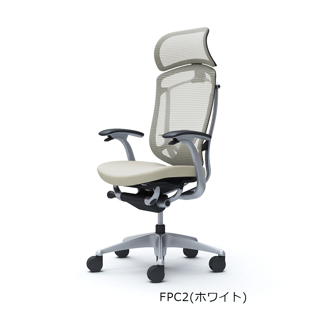 「コンテッサセコンダ」座面/クッション フレームカラー/シルバー ボディーカラー/グレー 大型ヘッドレスト デザインアーム 張地全13色 ランバーサポート有・無【受注生産品】okamura(オカムラ)