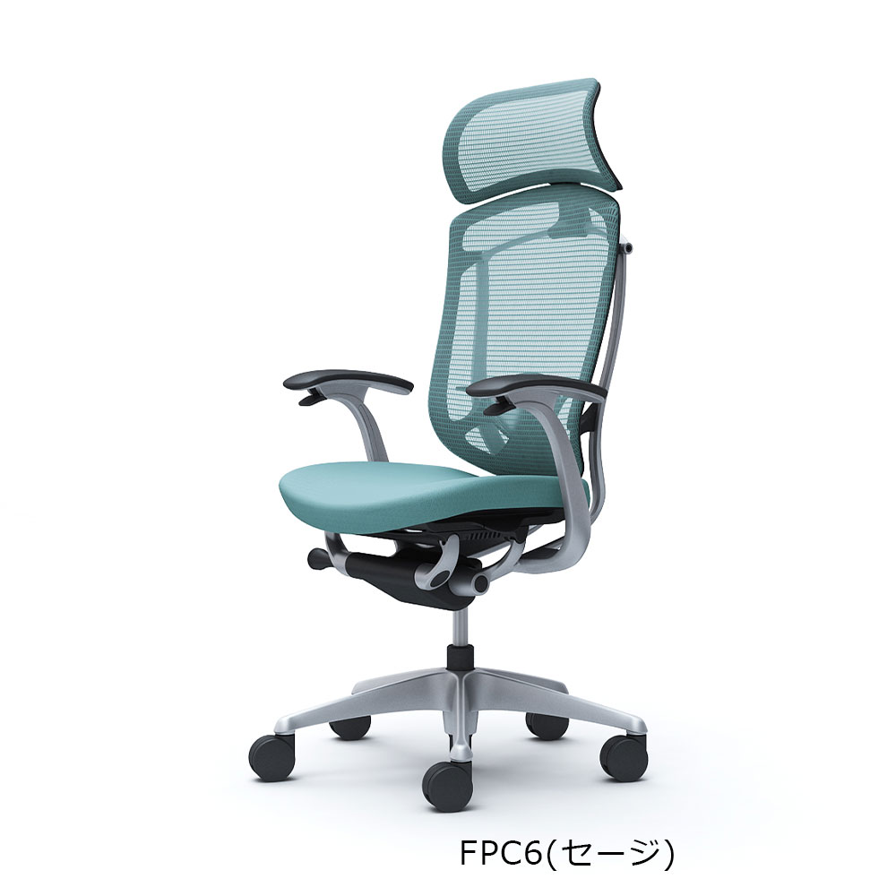 「コンテッサセコンダ」座面/クッション フレームカラー/シルバー ボディーカラー/グレー 大型ヘッドレスト デザインアーム 張地全13色 ランバーサポート有・無【受注生産品】okamura(オカムラ)