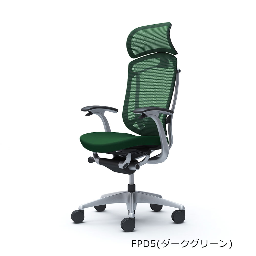 「コンテッサセコンダ」座面/クッション フレームカラー/シルバー ボディーカラー/グレー 大型ヘッドレスト デザインアーム 張地全13色 ランバーサポート有・無【受注生産品】okamura(オカムラ)