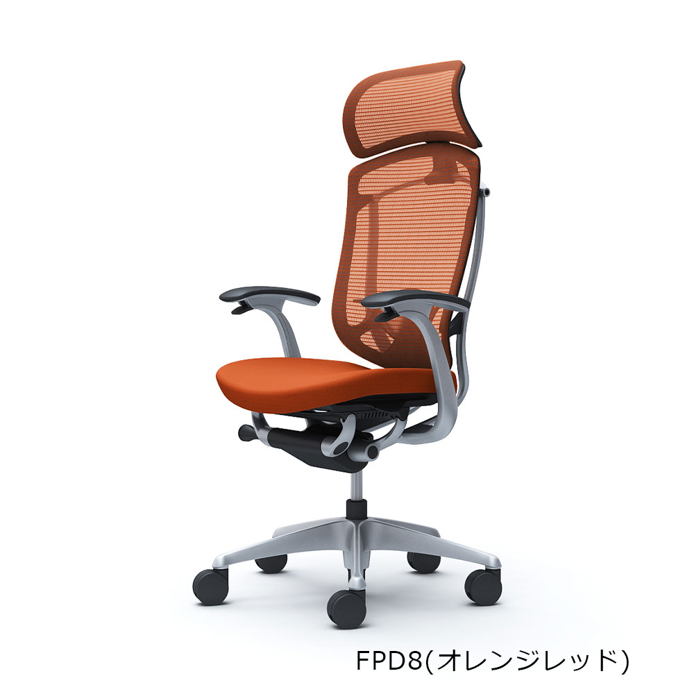 「コンテッサセコンダ」座面/クッション フレームカラー/シルバー ボディーカラー/グレー 大型ヘッドレスト デザインアーム 張地全13色 ランバーサポート有・無【受注生産品】okamura(オカムラ)