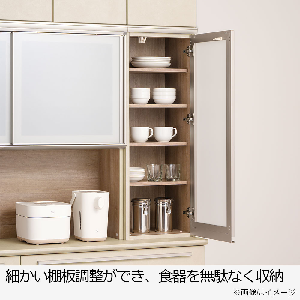 AYANO(綾野製作所)ダイニングボード「アデル」ガラス扉タイプ 幅40.2cm 奥行50cm 高さ202cm 全2色【セール対象品のため5%OFF】