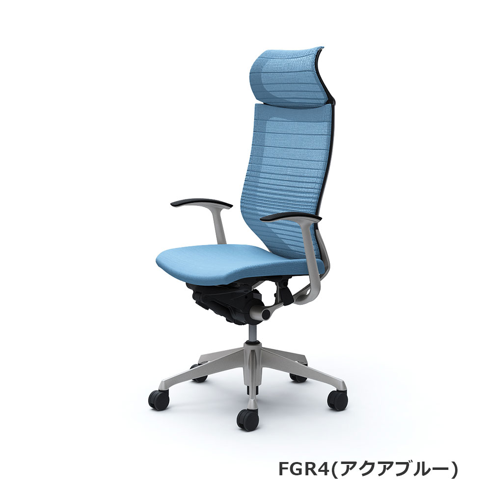「バロンチェア CP47DR-FGR」エクストラハイバック 固定ヘッドレスト 座面/クッション 背/グラデーションサポートメッシュ フレーム/シルバー ボディーカラー/ブラック デザインアーム 張地全6色【受注生産品】okamura(オカムラ)