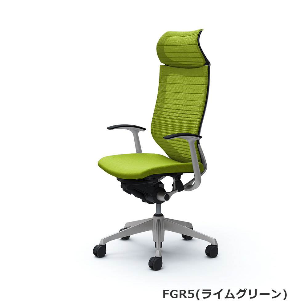 「バロンチェア CP47DR-FGR」エクストラハイバック 固定ヘッドレスト 座面/クッション 背/グラデーションサポートメッシュ フレーム/シルバー ボディーカラー/ブラック デザインアーム 張地全6色【受注生産品】okamura(オカムラ)