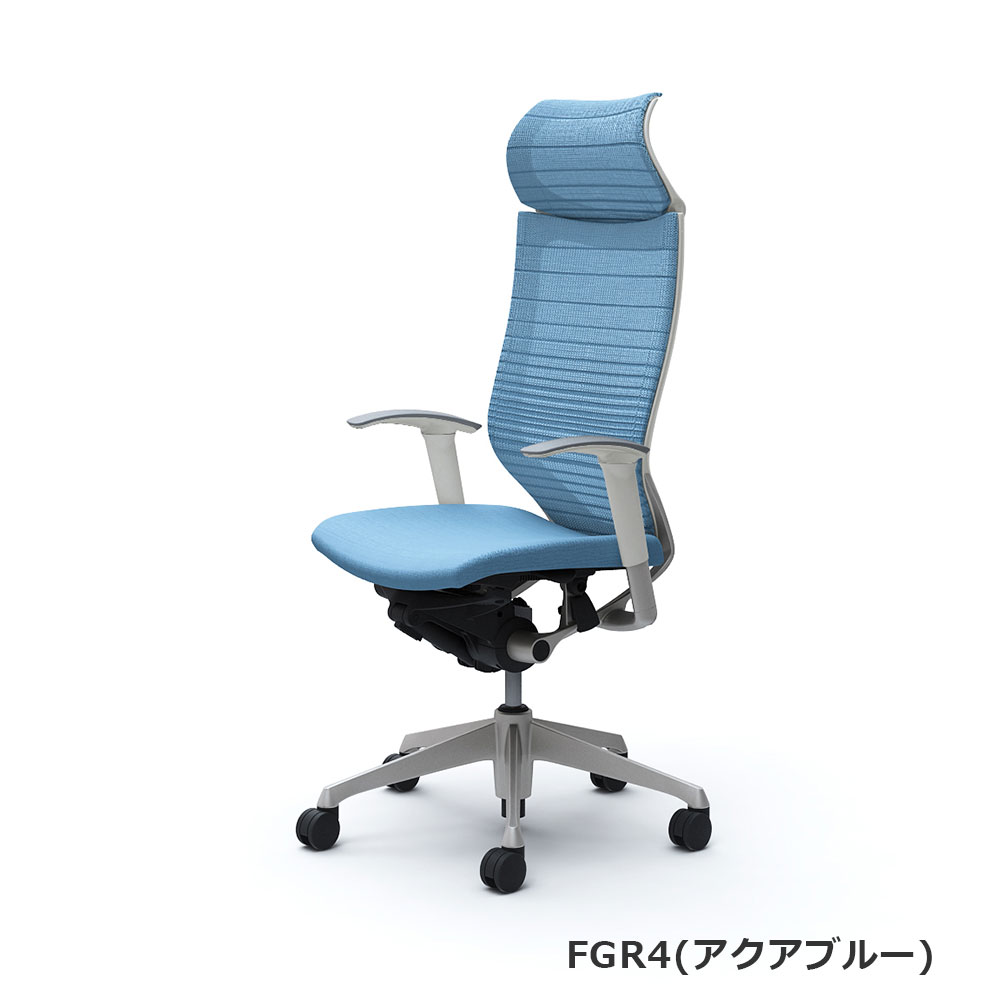「バロンチェア CP87DW-FGR」エクストラハイバック 固定ヘッドレスト 座面/クッション 背/グラデーションサポートメッシュ フレーム/シルバー ボディーカラー/ホワイト アジャストアーム 張地全6色【受注生産品】okamura(オカムラ)