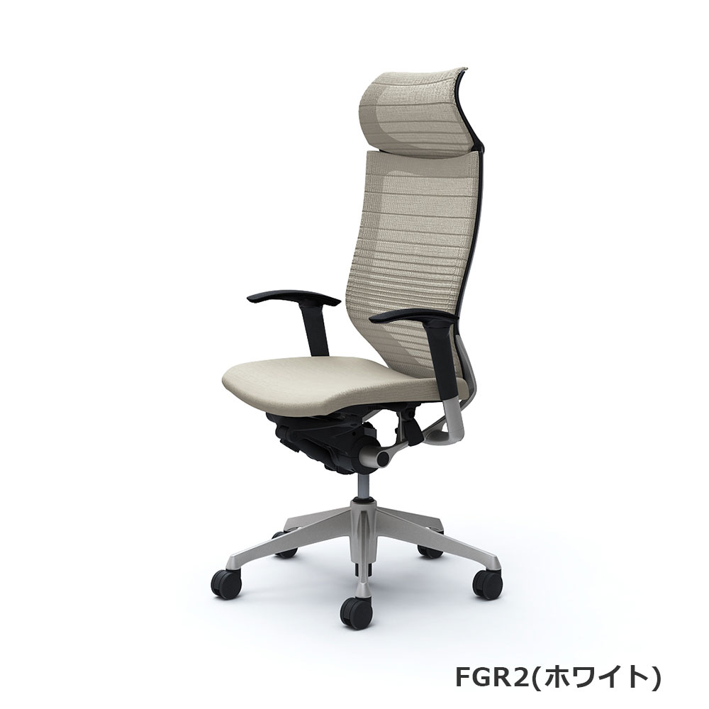 「バロンチェア CP87DR-FGR」エクストラハイバック 固定ヘッドレスト 座面/クッション 背/グラデーションサポートメッシュ フレーム/シルバー ボディーカラー/ブラック アジャストアーム 張地全6色【受注生産品】okamura(オカムラ)