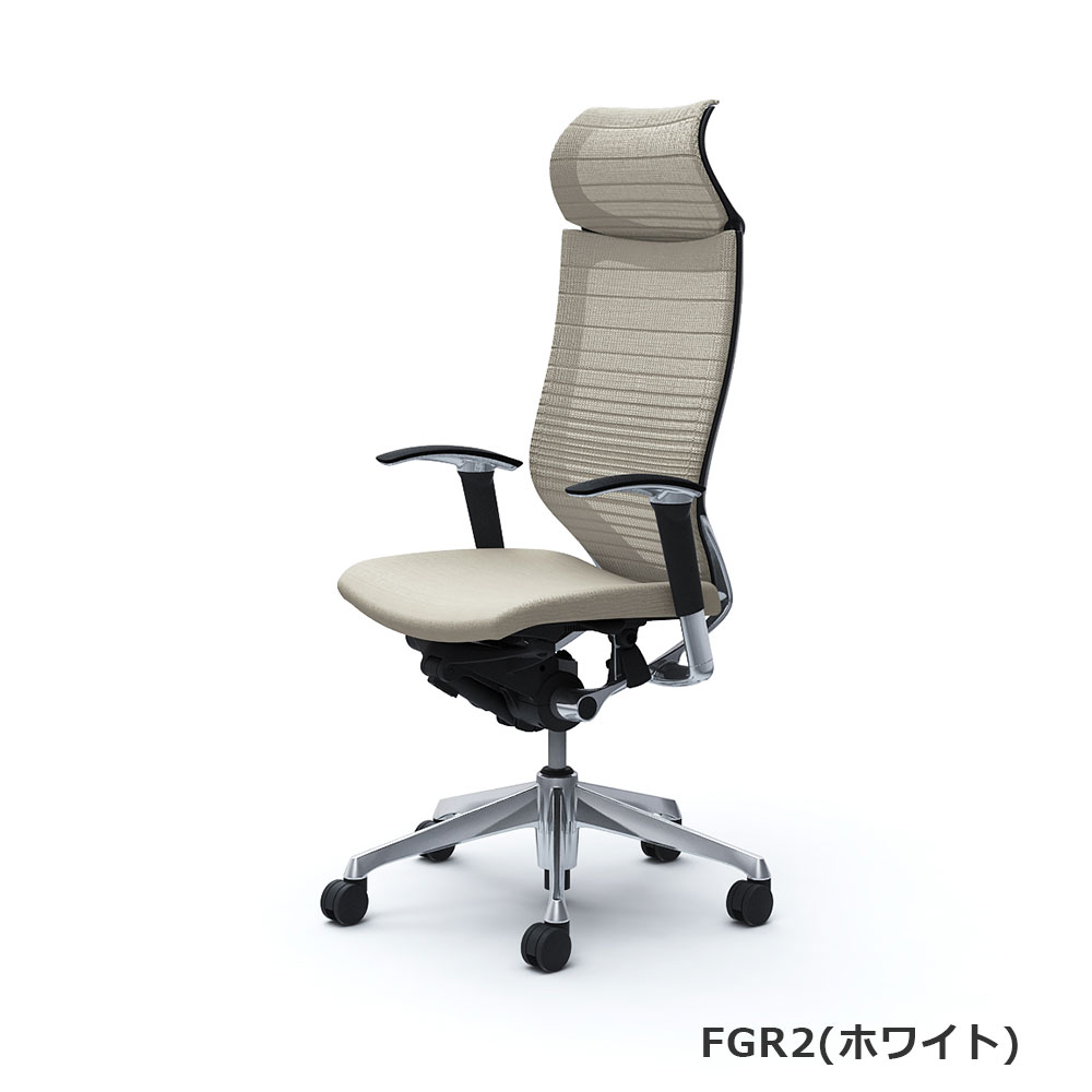 「バロンチェア CP87BR-FGR」エクストラハイバック 固定ヘッドレスト 座面/クッション 背/グラデーションサポートメッシュ フレーム/ポリッシュ ボディーカラー/ブラック アジャストアーム 張地全6色【受注生産品】okamura(オカムラ)