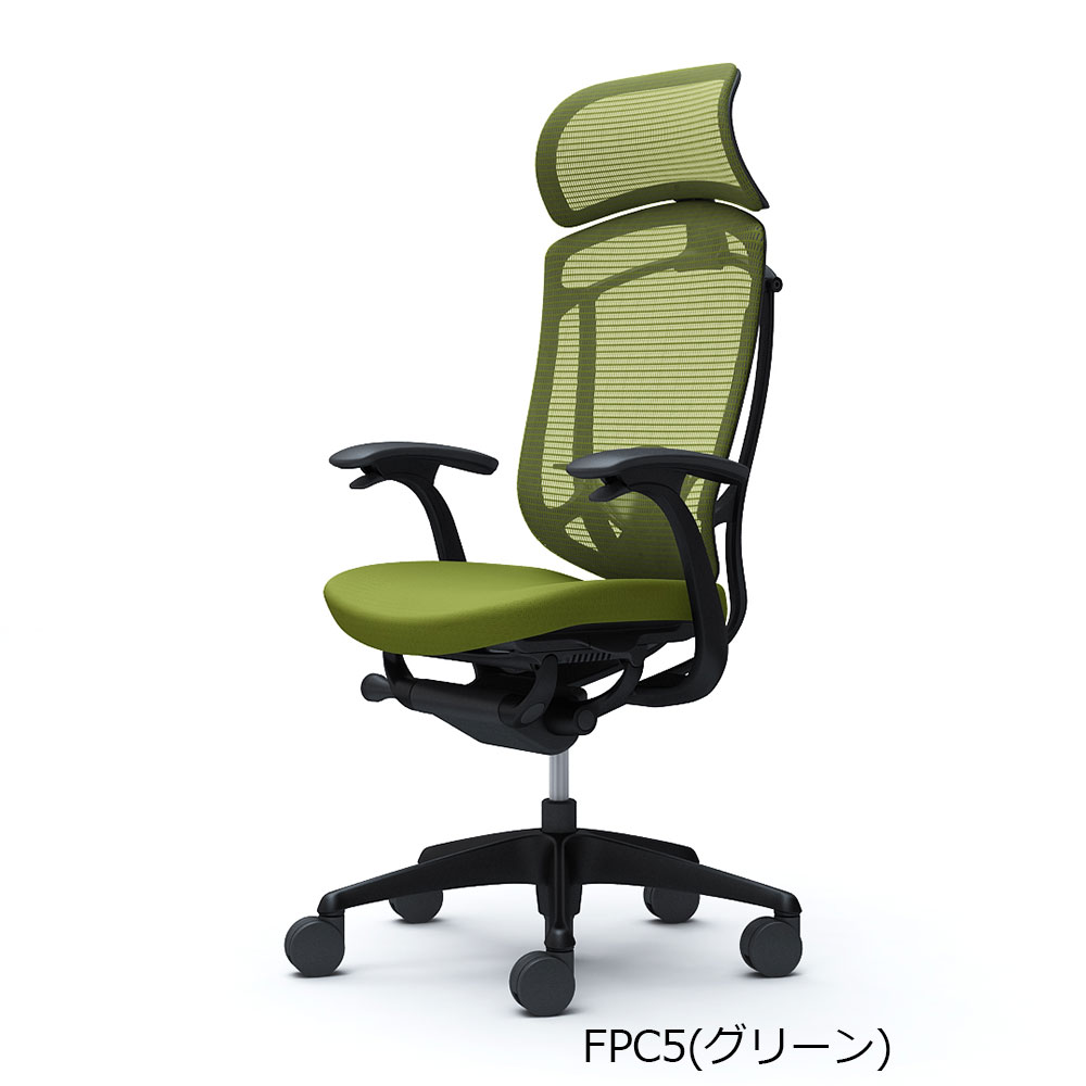 「コンテッサセコンダ」座面/クッション フレームカラー/ブラック ボディーカラー/ブラック 大型ヘッドレスト デザインアーム 張地全13色 ランバーサポート有・無【受注生産品】okamura(オカムラ)