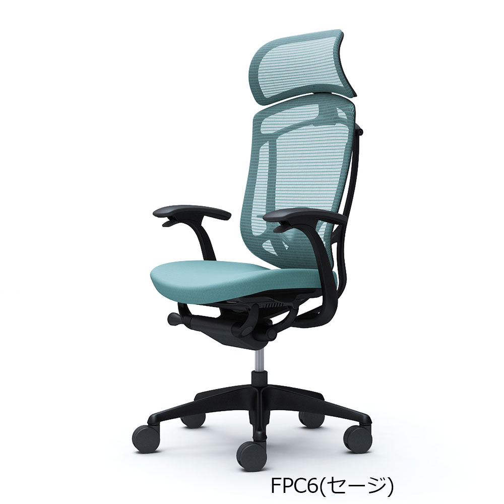 「コンテッサセコンダ」座面/クッション フレームカラー/ブラック ボディーカラー/ブラック 大型ヘッドレスト デザインアーム 張地全13色 ランバーサポート有・無【受注生産品】okamura(オカムラ)