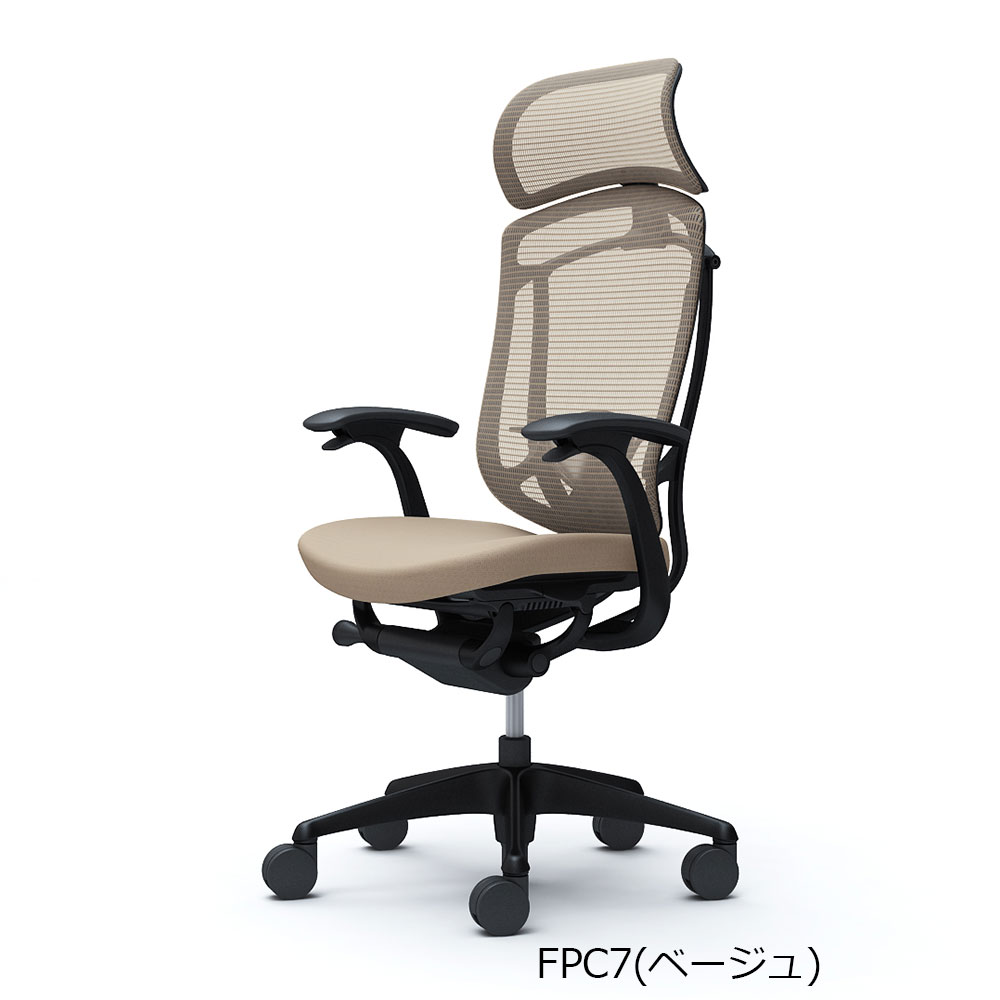 「コンテッサセコンダ」座面/クッション フレームカラー/ブラック ボディーカラー/ブラック 大型ヘッドレスト デザインアーム 張地全13色 ランバーサポート有・無【受注生産品】okamura(オカムラ)