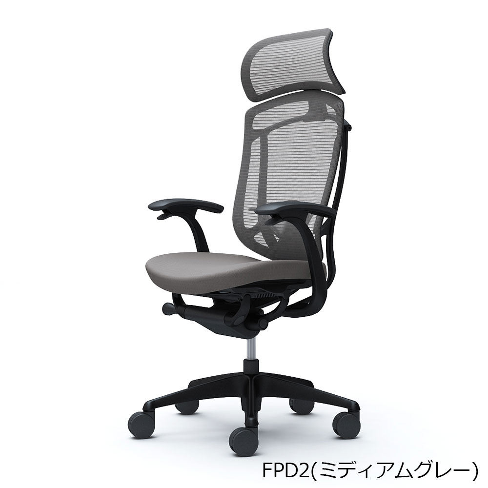 「コンテッサセコンダ」座面/クッション フレームカラー/ブラック ボディーカラー/ブラック 大型ヘッドレスト デザインアーム 張地全13色 ランバーサポート有・無【受注生産品】okamura(オカムラ)