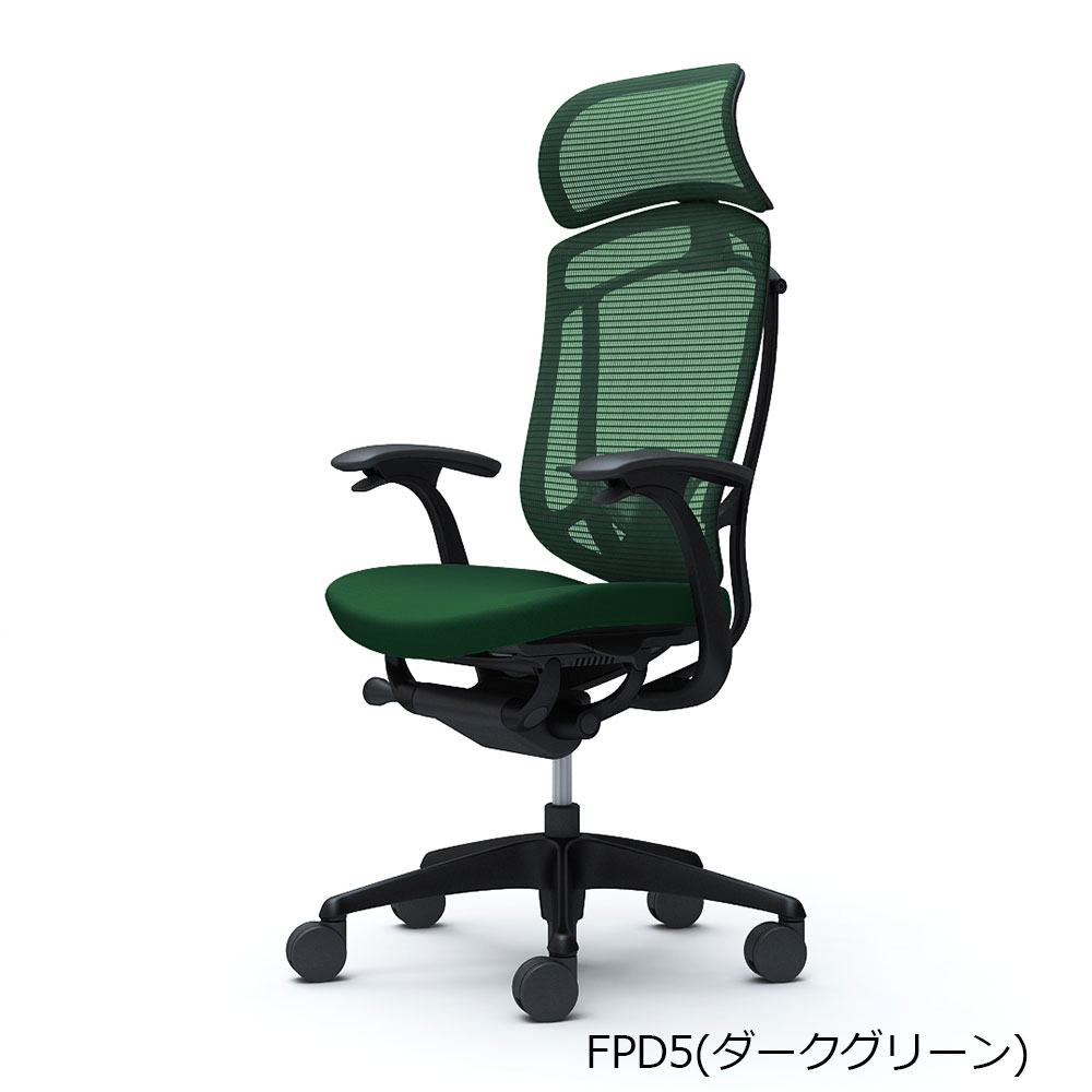 「コンテッサセコンダ」座面/クッション フレームカラー/ブラック ボディーカラー/ブラック 大型ヘッドレスト デザインアーム 張地全13色 ランバーサポート有・無【受注生産品】okamura(オカムラ)