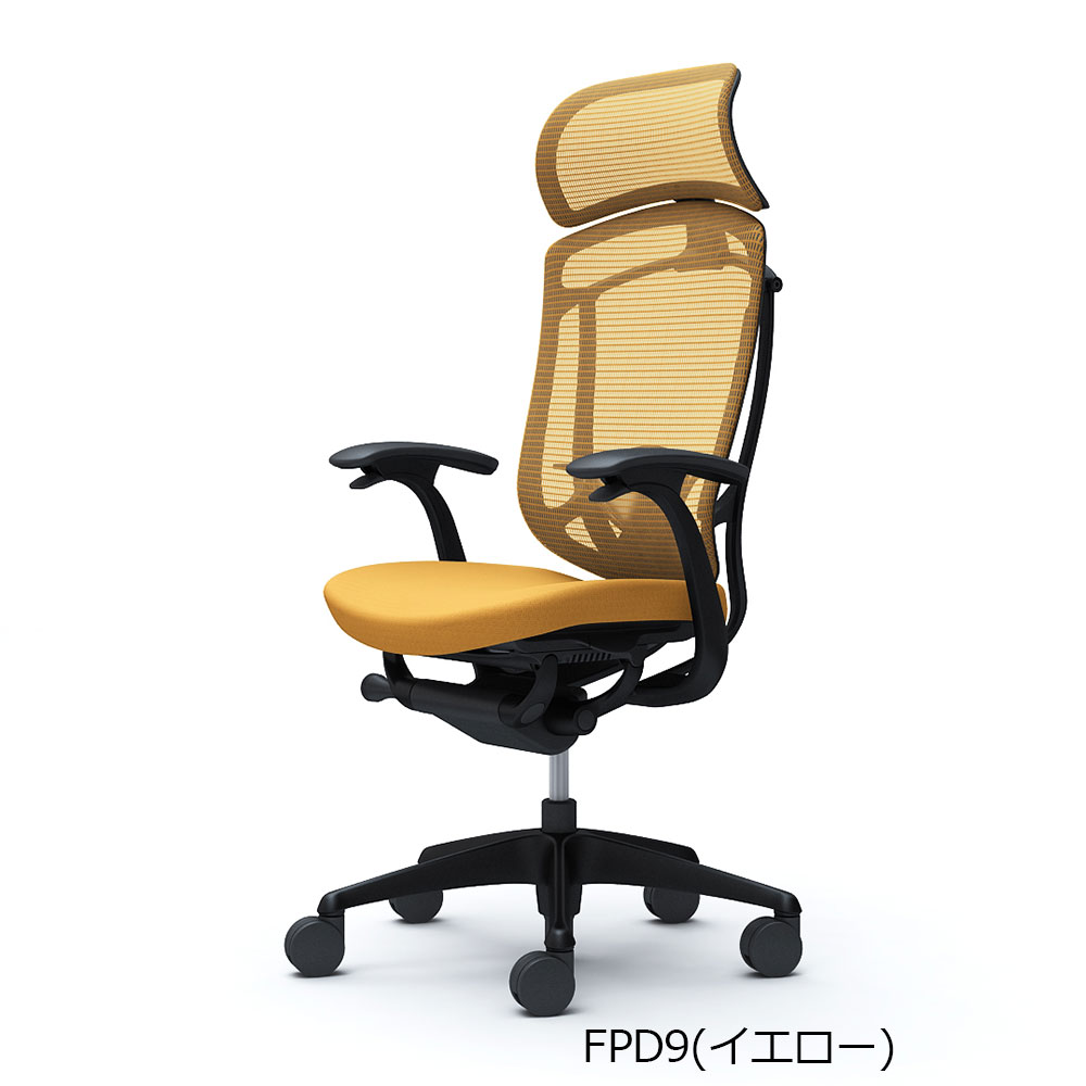 「コンテッサセコンダ」座面/クッション フレームカラー/ブラック ボディーカラー/ブラック 大型ヘッドレスト デザインアーム 張地全13色 ランバーサポート有・無【受注生産品】okamura(オカムラ)