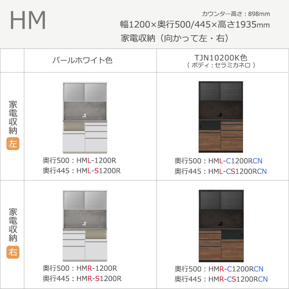 Pamouna(パモウナ)オープンボード「HM-1200R」幅120cm 高さ193.5cm 奥行2サイズ(50cm・44.5cm) 家電収納2タイプ(向かって左・右)全2色