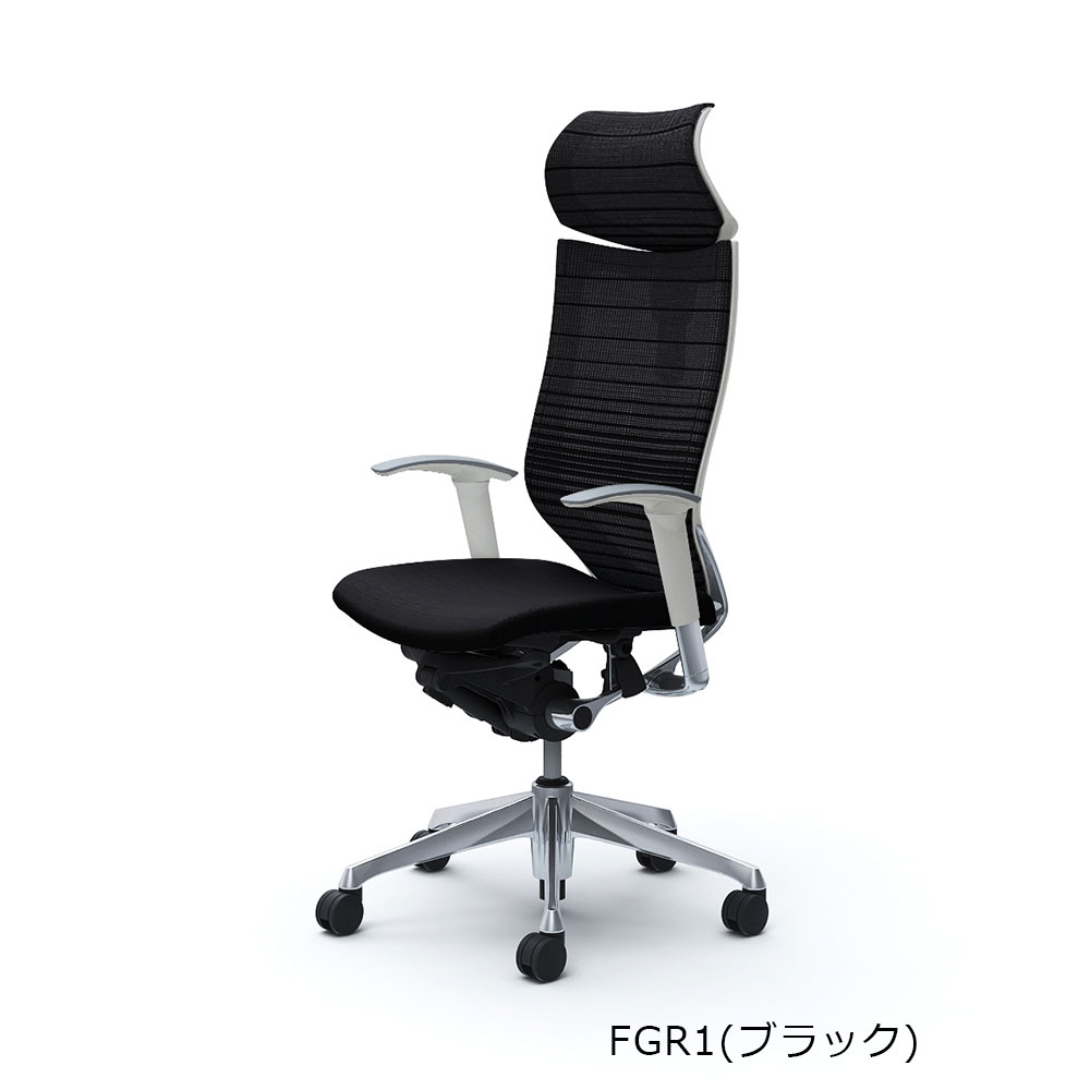 「バロンチェア CP81BW-FGR 」エクストラハイバック 可動ヘッドレスト 座面/クッション 背/グラデーションサポートメッシュ フレーム/ポリッシュ ボディーカラー/ホワイト アジャストアーム 張地全6色【受注生産品】okamura(オカムラ)