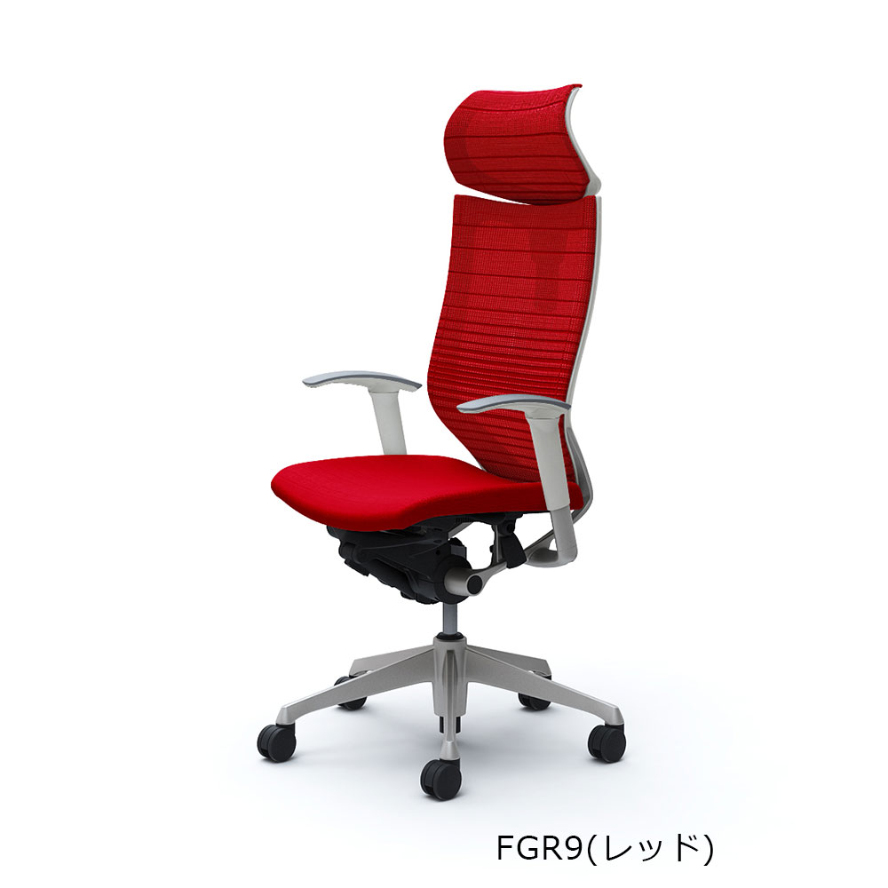 「バロンチェア CP81DW-FGR 」エクストラハイバック 可動ヘッドレスト 座面/クッション 背/グラデーションサポートメッシュ フレーム/シルバー ボディーカラー/ホワイト アジャストアーム 全6色【受注生産品】okamura(オカムラ)