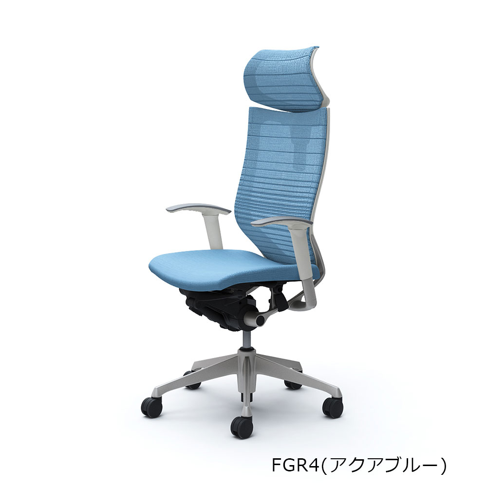 「バロンチェア CP81DW-FGR 」エクストラハイバック 可動ヘッドレスト 座面/クッション 背/グラデーションサポートメッシュ フレーム/シルバー ボディーカラー/ホワイト アジャストアーム 全6色【受注生産品】okamura(オカムラ)