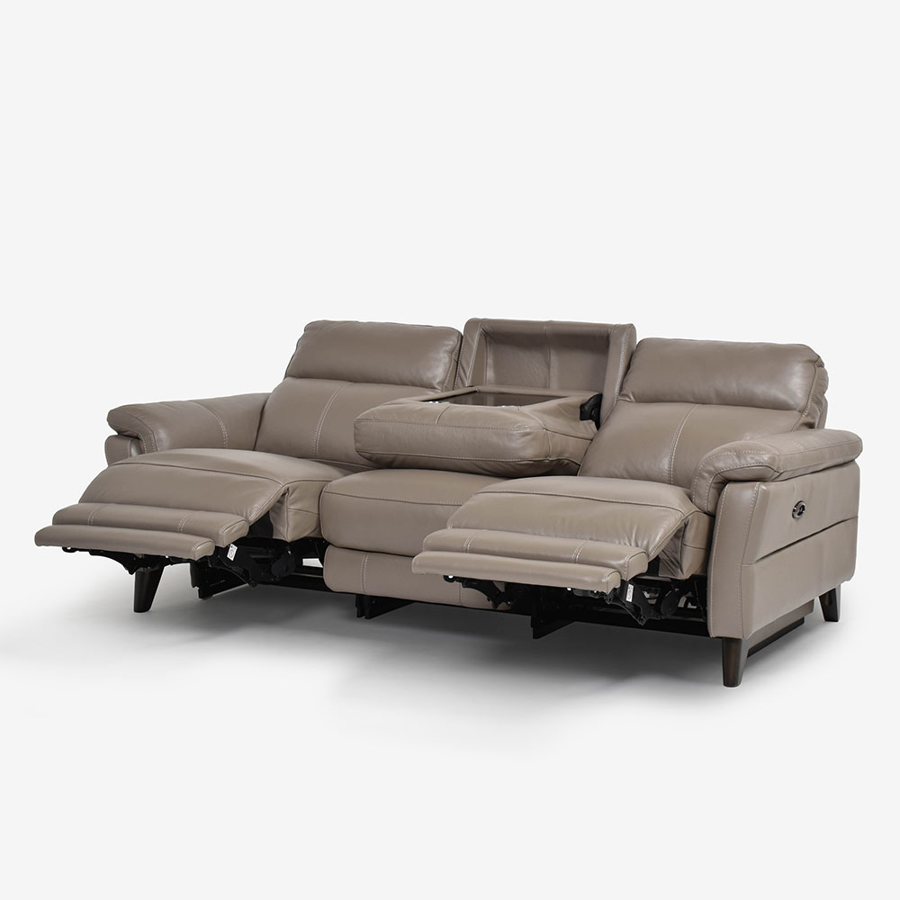 電動リクライニングソファ テーブル付き 3人掛け 幅215cm「L/S Motion 65（エルエスモーション65）」革#J/S-232E グラナイト色