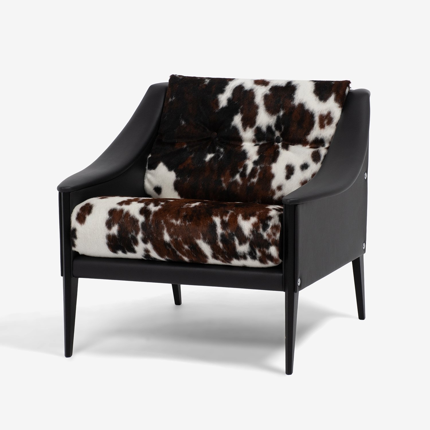 PoltronaFrau(ポルトローナ・フラウ)アームチェア「デッザ」ローバックタイプ 革ブラック色 座面カウスキン