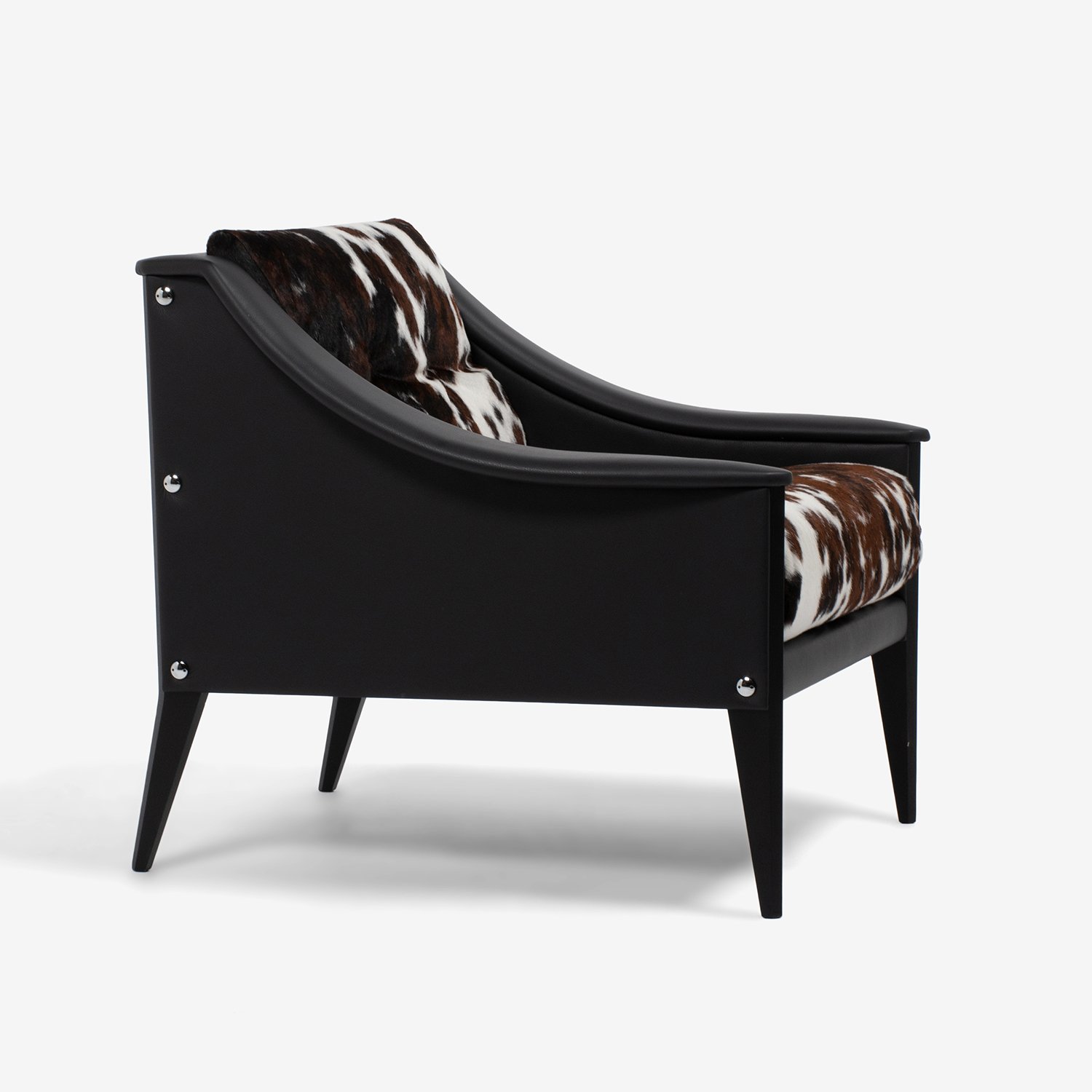 PoltronaFrau（ポルトローナ・フラウ）アームチェア「デッザ」ローバックタイプ 革ブラック色 座面カウスキン