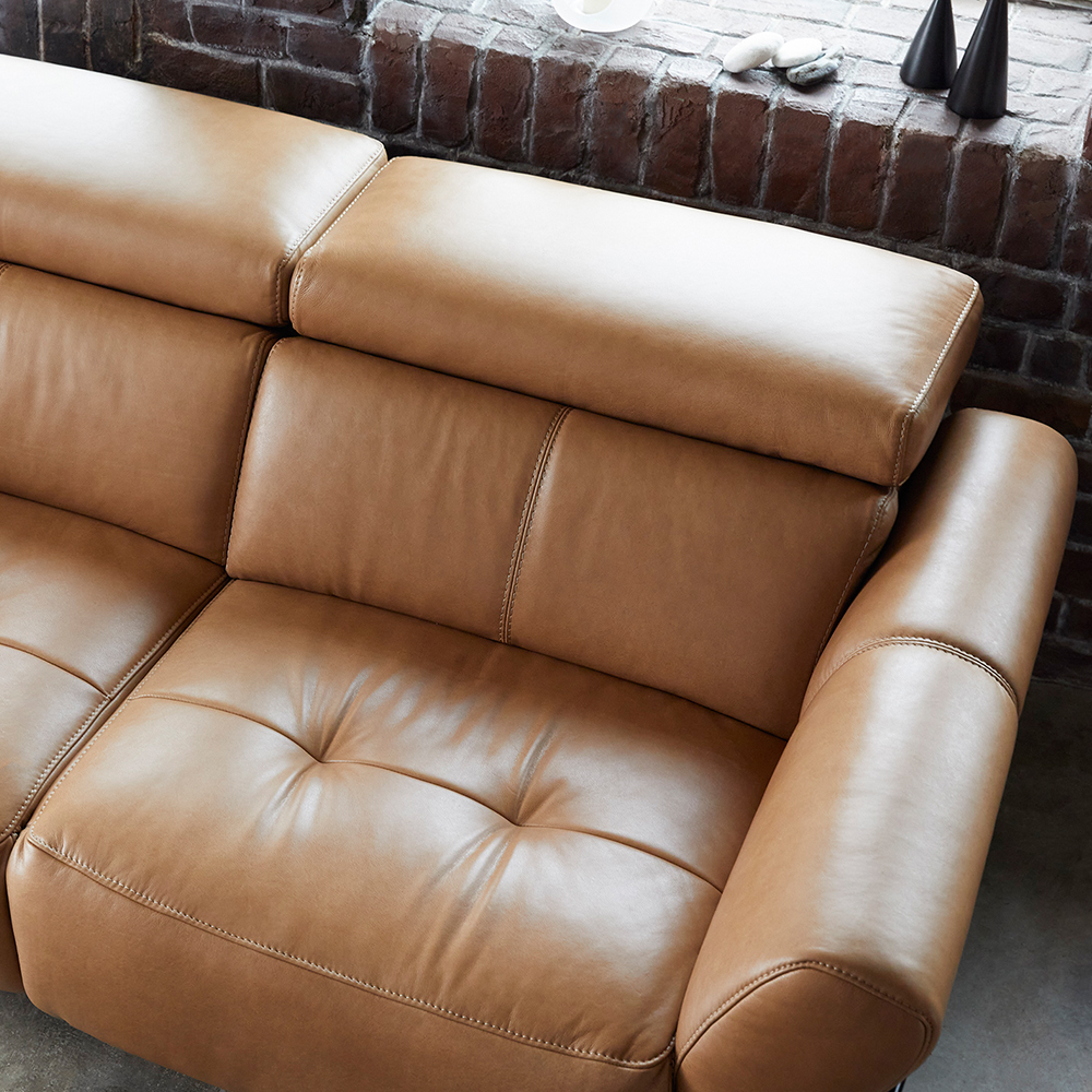 電動リクライニングソファ「L/S Motion 60(エルエスモーション60)」3人掛け 幅194cm 革プラリン色 #L431-E