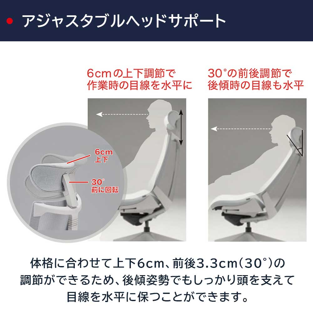 デスクチェア「アクト2 KJ447SAEMGNT7T6」アジャスタブル肘 ヘッドレスト付き ベースカラー/ライトグレー 張地/ホワイトグレー【受注生産品】