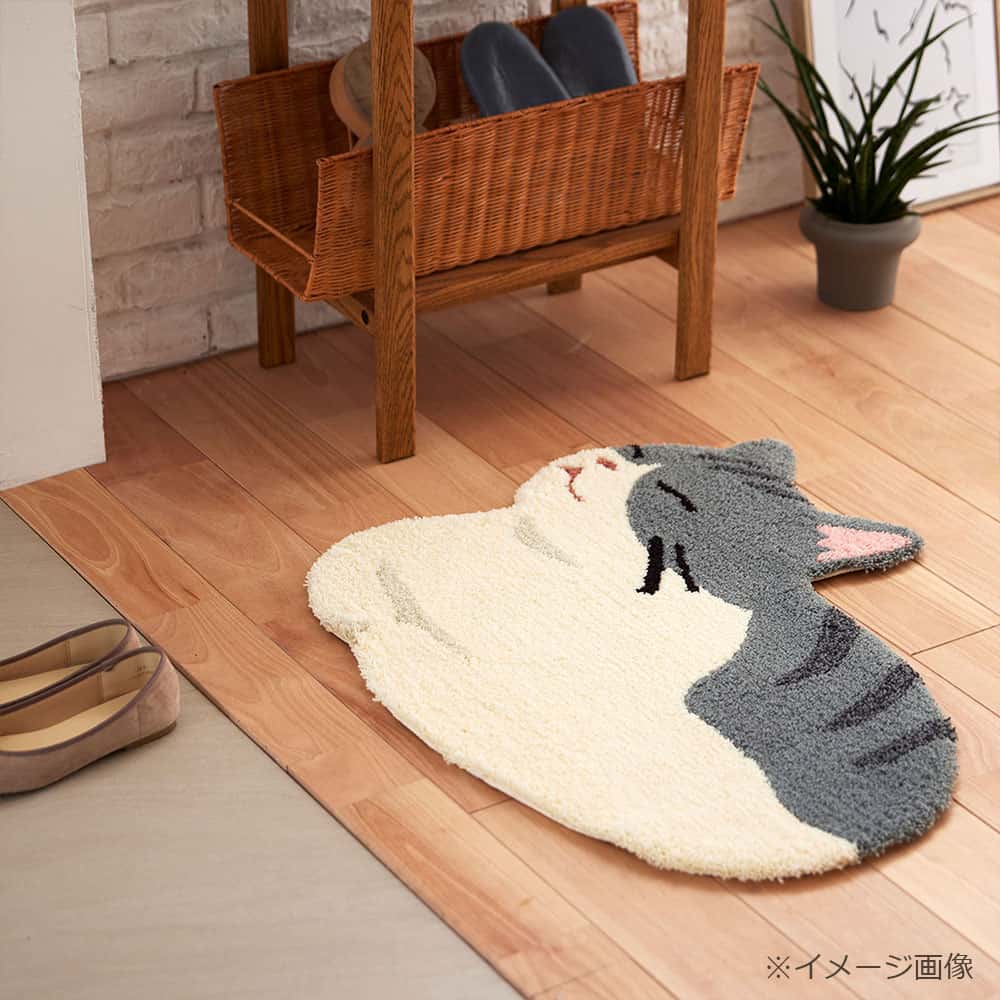 ラグ「コウバコスワリ」サバトラ 70x60cm