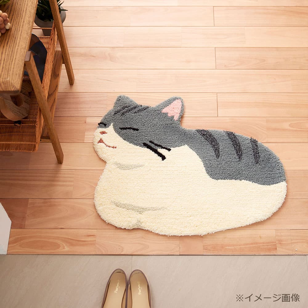 ラグ「コウバコスワリ」サバトラ 70x60cm