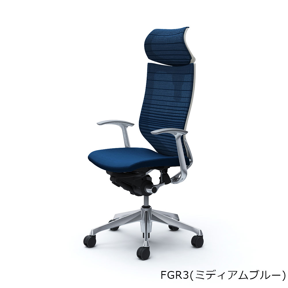 「バロンチェア CP41BW-FGR 」エクストラハイバック 可動ヘッドレスト 座面/クッション 背/グラデーションサポートメッシュ フレーム/ポリッシュ ボディーカラー/ホワイト デザインアーム 張地全6色【受注生産品】okamura(オカムラ)