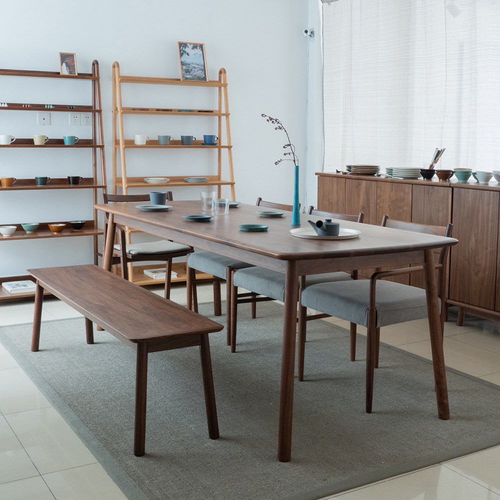 IKASAS(イカサ)ダイニングテーブル「SUIPPO-スイッポ-DINING TABLE 150/210」ウォールナット材 全2サイズ
