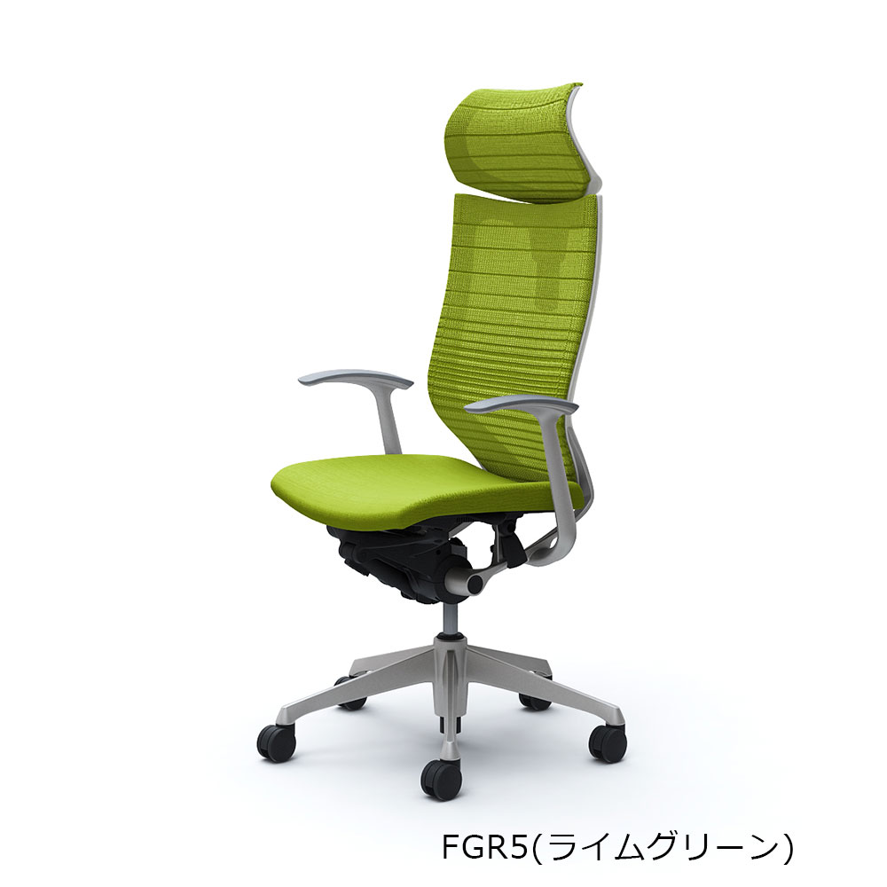 「バロンチェア CP41DW-FGR 」エクストラハイバック 可動ヘッドレスト 座面/クッション 背/グラデーションサポートメッシュ フレーム/シルバー ボディーカラー/ホワイト デザインアーム 全6色【受注生産品】okamura(オカムラ)