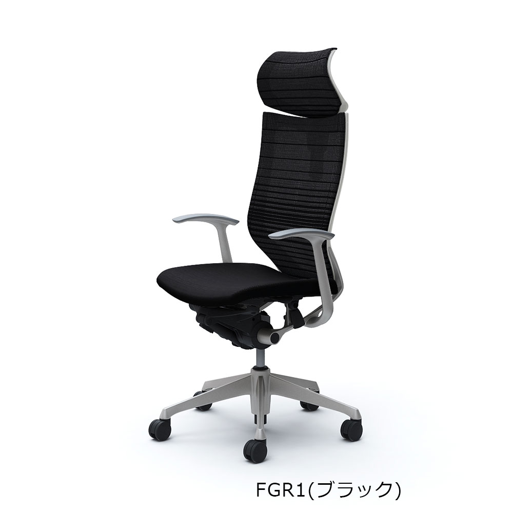 「バロンチェア CP41DW-FGR 」エクストラハイバック 可動ヘッドレスト 座面/クッション 背/グラデーションサポートメッシュ フレーム/シルバー ボディーカラー/ホワイト デザインアーム 全6色【受注生産品】okamura(オカムラ)