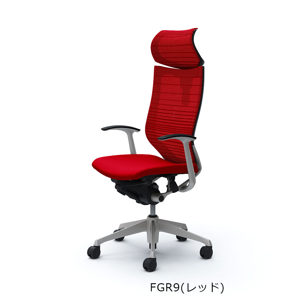 「バロンチェア CP41DR-FGR 」エクストラハイバック 可動ヘッドレスト 座面/クッション 背/グラデーションサポートメッシュ フレーム/シルバー ボディーカラー/ブラック デザインアーム 張地全6色【受注生産品】okamura(オカムラ)