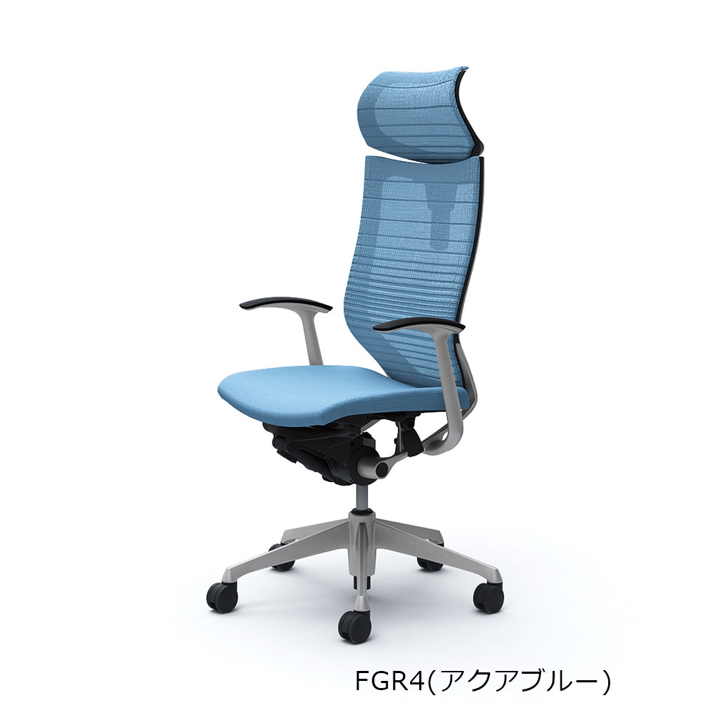 「バロンチェア CP41DR-FGR 」エクストラハイバック 可動ヘッドレスト 座面/クッション 背/グラデーションサポートメッシュ フレーム/シルバー ボディーカラー/ブラック デザインアーム 張地全6色【受注生産品】okamura(オカムラ)