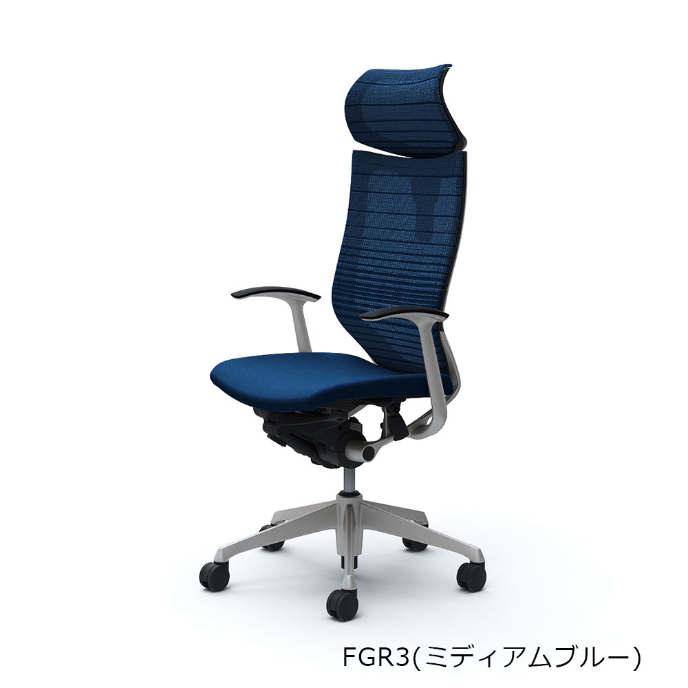 「バロンチェア CP41DR-FGR 」エクストラハイバック 可動ヘッドレスト 座面/クッション 背/グラデーションサポートメッシュ フレーム/シルバー ボディーカラー/ブラック デザインアーム 張地全6色【受注生産品】okamura(オカムラ)