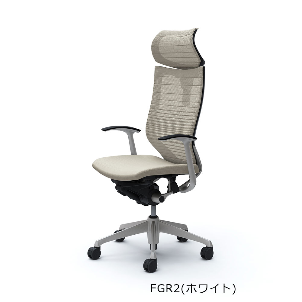 「バロンチェア CP41DR-FGR 」エクストラハイバック 可動ヘッドレスト 座面/クッション 背/グラデーションサポートメッシュ フレーム/シルバー ボディーカラー/ブラック デザインアーム 張地全6色【受注生産品】okamura(オカムラ)