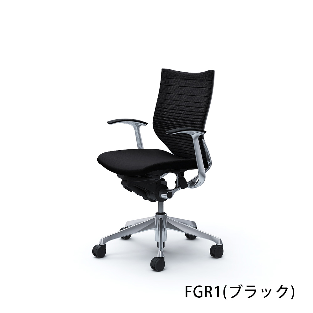 「バロンチェア CP43BR-FGR」ローバック 座面/クッション 背/グラデーションサポートメッシュ フレーム/ポリッシュ ボディーカラー/ブラック デザインアーム 張地全6色【受注生産品】okamura(オカムラ)