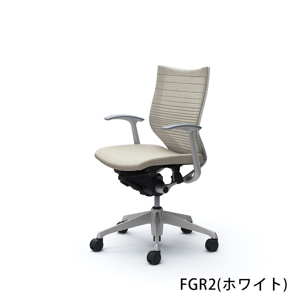 「バロンチェア CP43DW-FGR」ローバック 座面/クッション 背/グラデーションサポートメッシュ フレーム/シルバー ボディーカラー/ホワイト デザインアーム 張地全6色【受注生産品】okamura(オカムラ)