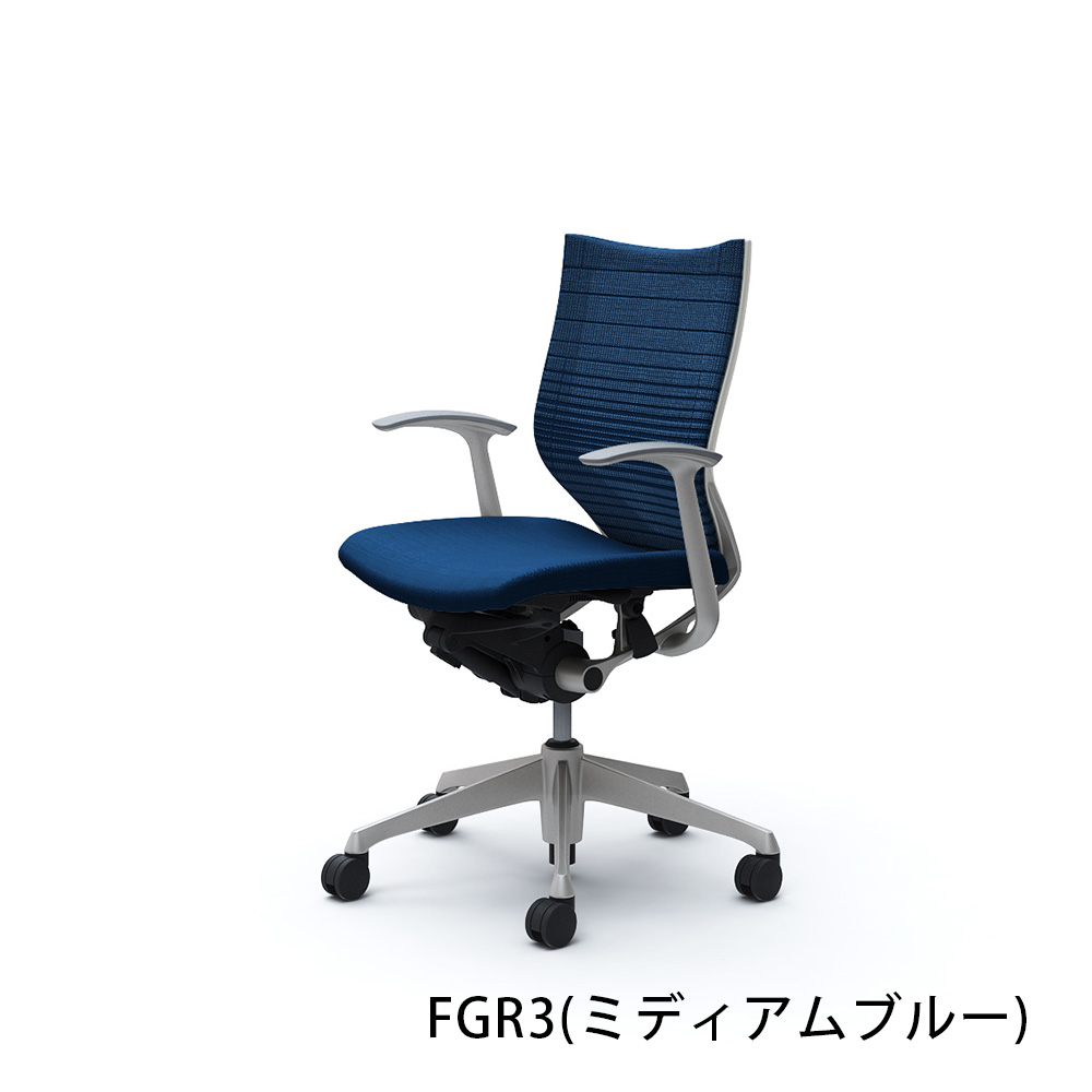 「バロンチェア CP43DW-FGR」ローバック 座面/クッション 背/グラデーションサポートメッシュ フレーム/シルバー ボディーカラー/ホワイト デザインアーム 張地全6色【受注生産品】okamura(オカムラ)