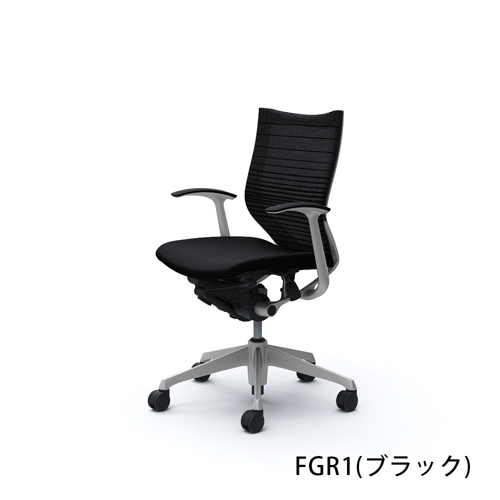 「バロンチェア CP43DR-FGR」ローバック 座面/クッション 背/グラデーションサポートメッシュ フレーム/シルバー ボディーカラー/ブラック デザインアーム 張地全6色【受注生産品】okamura(オカムラ)